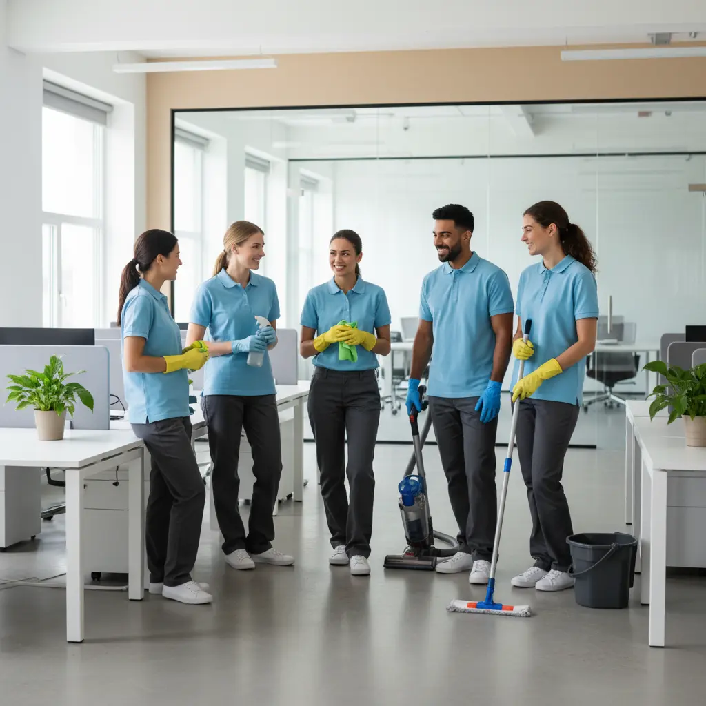 Our dedicated cleaning team at work